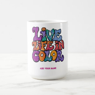 Live Life In Colour Retro 70s Psychedelic Personal Coffee Mug