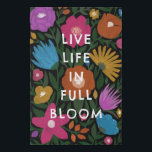 Live Life in Full Bloom Bold Floral Art  Faux Canvas Print<br><div class="desc">This beautiful, colourful faux canvas art print features a hand drawn floral design in magenta / fuchsia pink, orange, golden yellow, purple, blue, and green over a custom colour background (shown in black). The art style is almost chalk-like/pastels. Playful, modern text reads, "Live life in full bloom" in white -...</div>