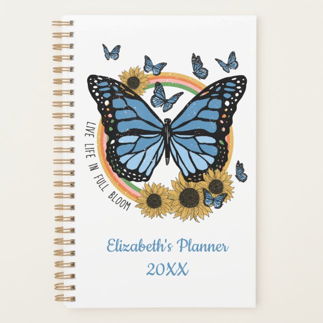 Live Life in Full Bloom Butterfly Sunflowers Year Planner (Front)