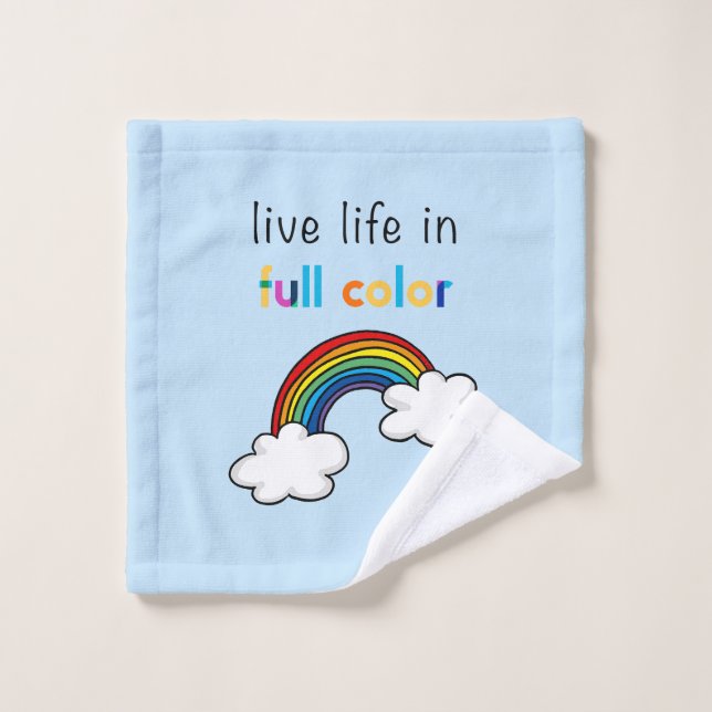 Live Life in Full Colour Rainbow Bath Towel Set (Wash Cloth)