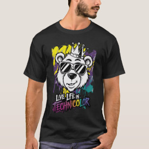 “Live Life in Technicolor – Funky Bear Graffiti T-Shirt
