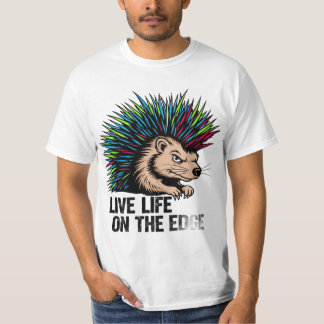 Live Life on the Edge: Punk Rock Porcupine Graphic T-Shirt
