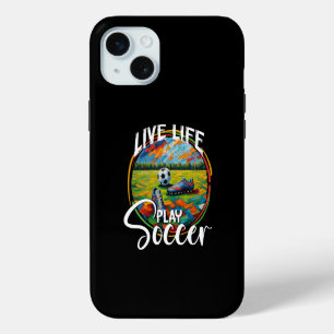Live Life Play Soccer, Football Player Ball Sports iPhone 15 Plus Case