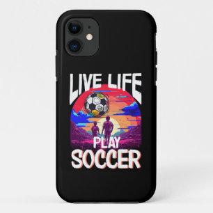 Live Life Play Soccer, Soccer Fan Sports Sunset iPhone 11 Case