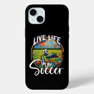 Live Life Play Soccer, Soccer Lover Fan iPhone 15 Mini Case