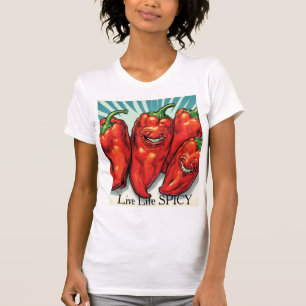 Live Life Spicy, Hot Peppers T-Shirt