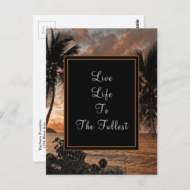 Live Life To Fullest Tropical Beach Personalise Postcard (Front/Back)