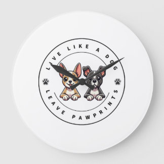 Live Like a Dog Leave Pawprints Large Clock