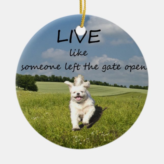 "Live Like Someone Left the Gate Open" Ornament (Front)