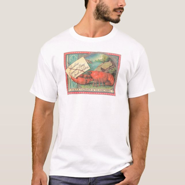 Live Lobster - Vintage Food Crate Label T-Shirt (Front)