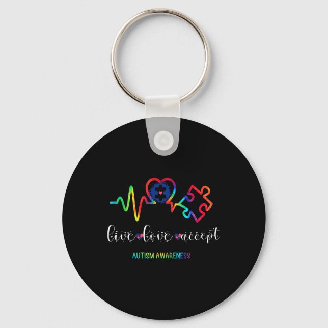 Live Love Accept Autism Awareness 1  Key Ring (Front)
