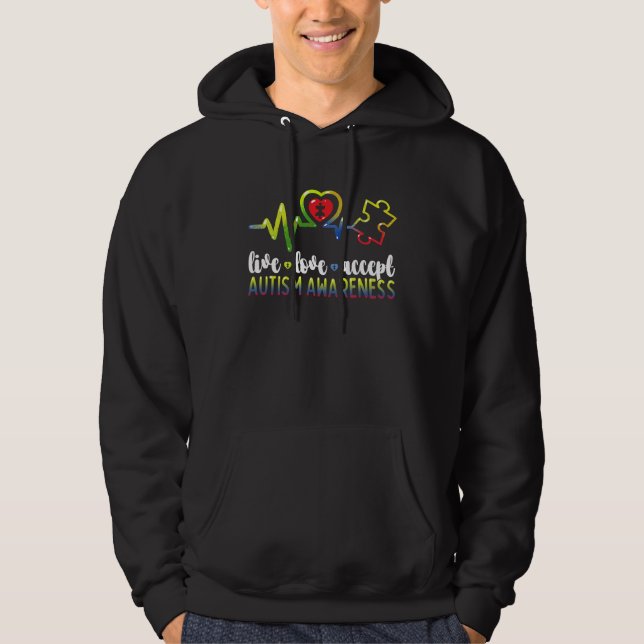 Live Love Accept Autism Awareness Hoodie (Front)