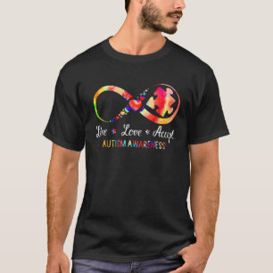 Live Love Accept Autism Awareness Infinity Puzzle T-Shirt