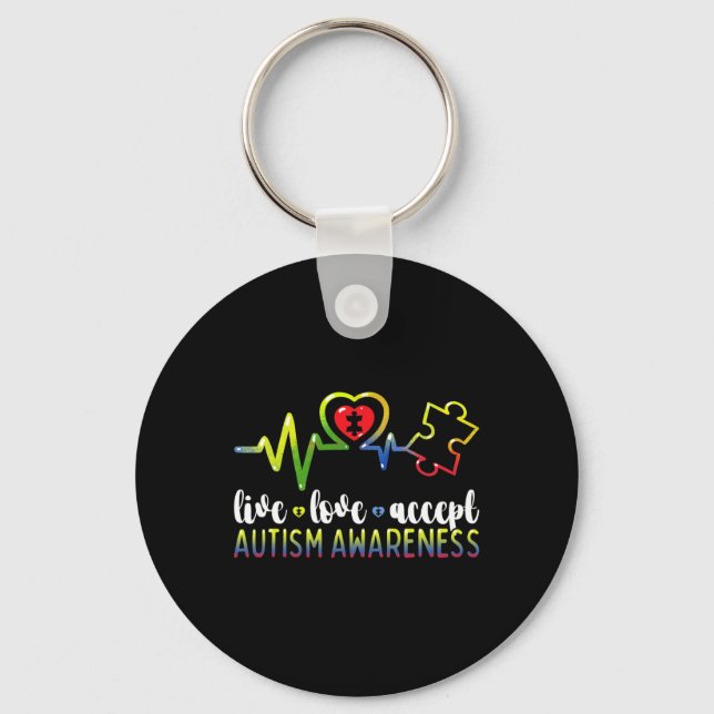 Live Love Accept Autism Awareness  Key Ring (Front)