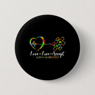 Live Love Accept Autism Awareness Men Women Kids G 6 Cm Round Badge