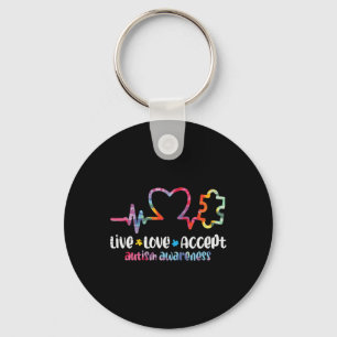 Live Love Accept Autism Awareness Mum Dad Men Wome Key Ring
