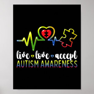 Live Love Accept Autism Awareness Poster