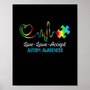 Live Love Accept Autism Awareness Poster