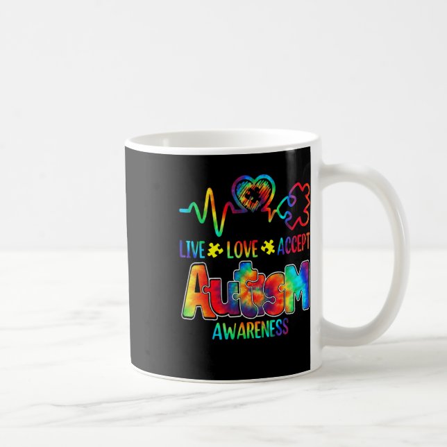 Live Love Accept Autism Awareness Support Acceptan Coffee Mug (Right)