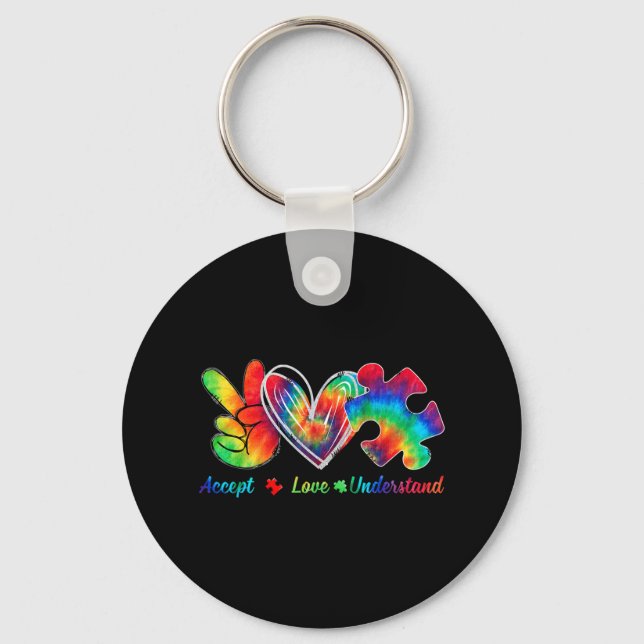 Live Love Accept Autism Awareness Support Acceptan Key Ring (Front)