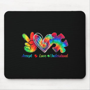 Live Love Accept Autism Awareness Support Acceptan Mouse Pad