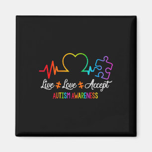 Live Love Accept Autism Awareness Tie Dye Puzzle H Magnet