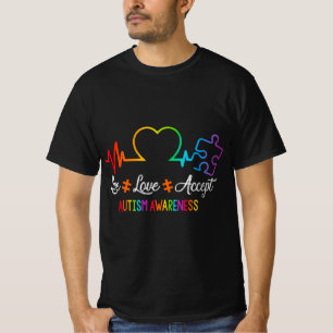Live Love Accept Autism Awareness Tie Dye Puzzle H T-Shirt