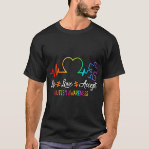 Live Love Accept Autism Awareness Tie Dye Puzzle H T-Shirt