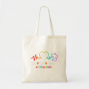 Live Love Accept Autism Awareness Tie Dye Puzzle H Tote Bag
