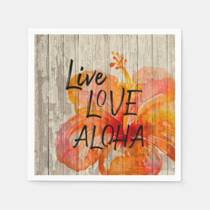 Live Love Aloha Hibiscus Beach Sign Napkin