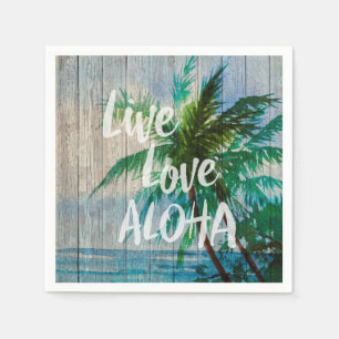 Live Love Aloha Palm Tree Beach Sign Napkin