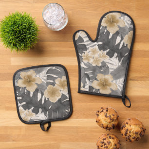 Live Love Aloha Palm Tree Beach Sign Oven Mitt & Pot Holder Set