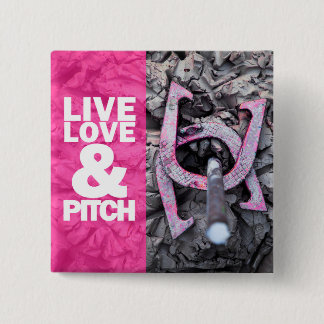 Live Love and Pitch Horseshoes 15 Cm Square Badge