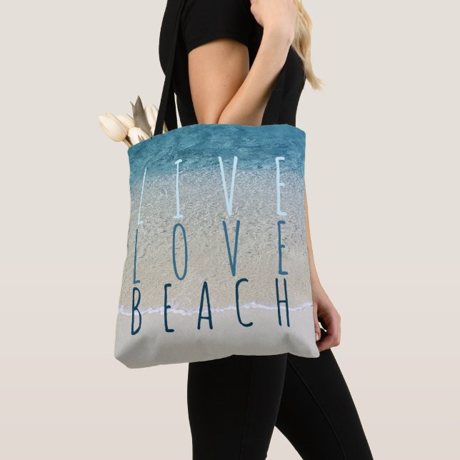 Live Love Beach Turquoise Blue Ocean Surf Waves To Tote Bag (Close Up)