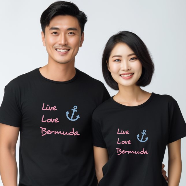 Live Love Bermuda Script Text with Anchor Dark T-Shirt (Creator Uploaded)