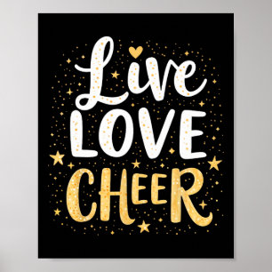 Live Love Cheer Shirt Cheerleading Girl Women Chee Poster