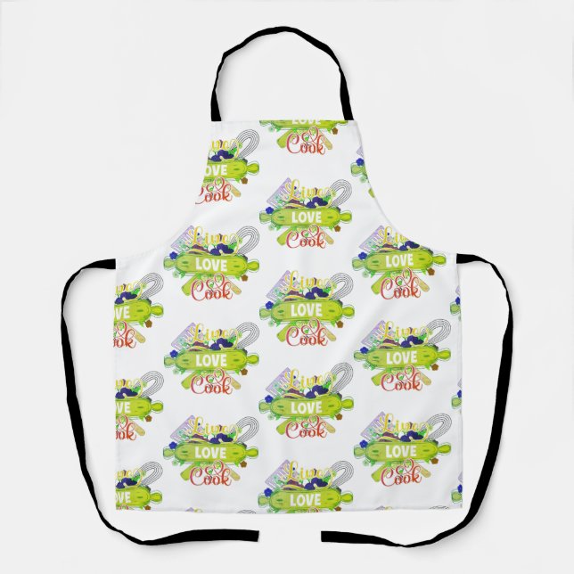Live Love Cook, Funny Kitchen Apron (Front)