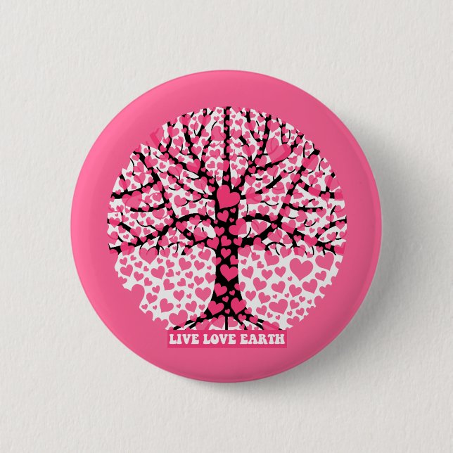 live love earth 6 cm round badge (Front)
