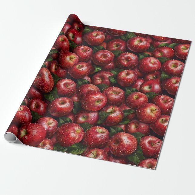 Live, Love, Eat Apples Wrapping Paper (Unrolled)