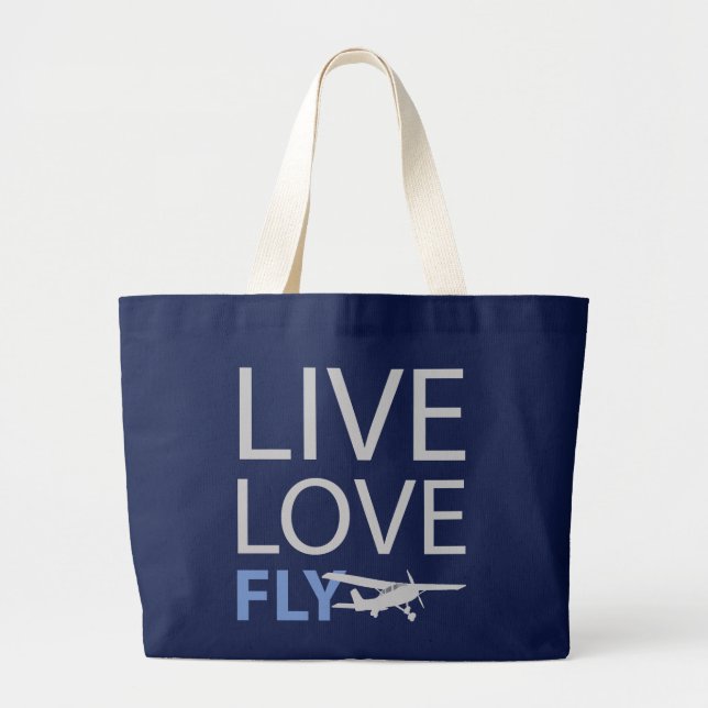 Live Love Fly Large Tote Bag (Front)