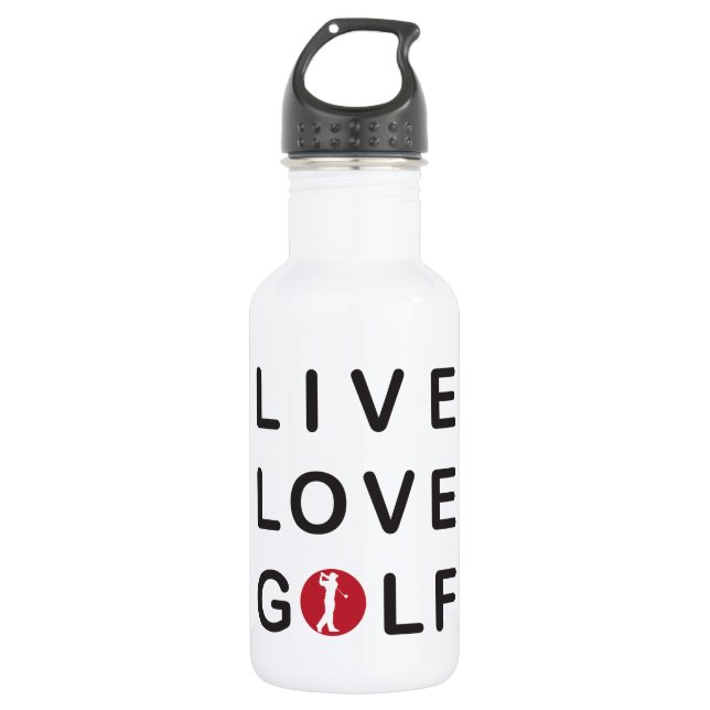 Live Love Golf Golfing Red Black 532 Ml Water Bottle (Front)