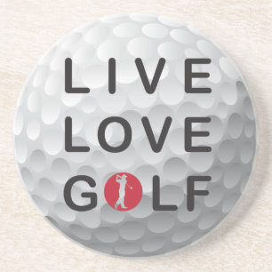 live love golf sandstone coaster. coaster