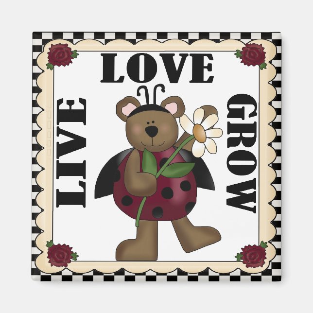 Live Love Grow ladybug Magnet (Front)