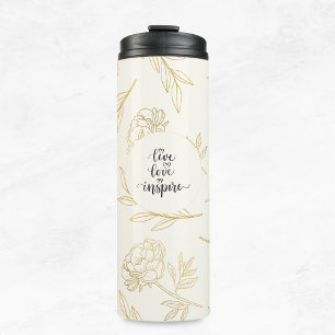Live Love Inspire Gold Floral Thermal Tumbler