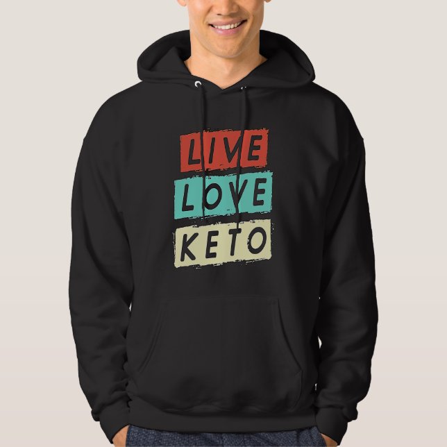 Live Love Keto Retro Weight Loss Healthy Food Keto Hoodie (Front)