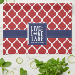 Live Love Lake Quote Nautical Boating Kitchen Towe Tea Towel