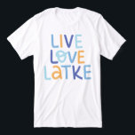 Live Love Latke Hanukkah Design<br><div class="desc">Celebrate the joy of Hanukkah with this colourful "Live Love Latke" design. Featuring bright colours and playful typography,  this graphic is perfect for a variety of products,  from home decor to gifts. Add a touch of holiday spirit and deliciousness to your space with this fun and festive design.</div>