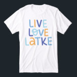 Live Love Latke Hanukkah Design<br><div class="desc">Celebrate the joy of Hanukkah with this colourful "Live Love Latke" design. Featuring bright colours and playful typography,  this graphic is perfect for a variety of products,  from home decor to gifts. Add a touch of holiday spirit and deliciousness to your space with this fun and festive design.</div>