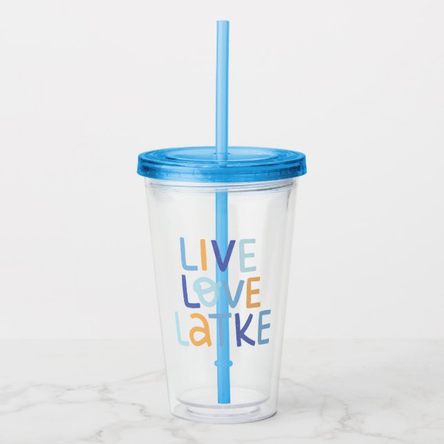 Live Love Latke Hanukkah Design Acrylic Tumbler (Front)