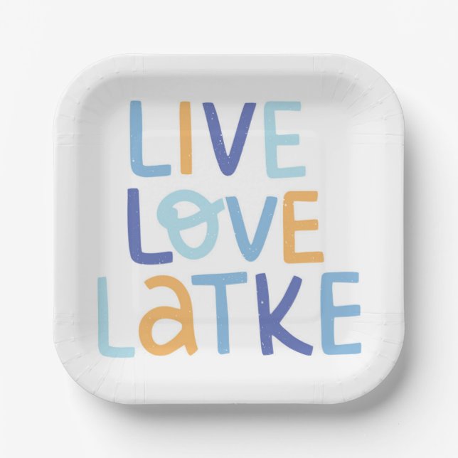 Live Love Latke Hanukkah Design Paper Plate (Front)